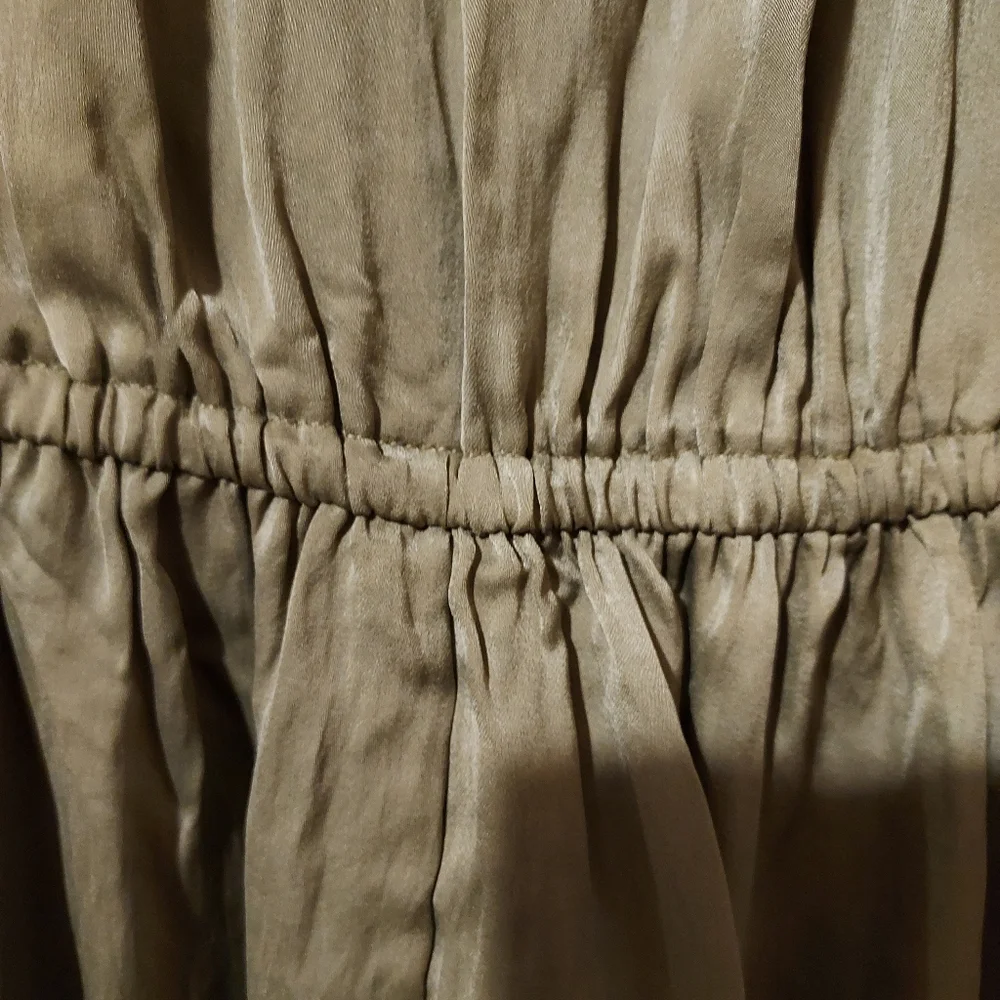 Olive Green Shiloh S Dress Long Sleeve Ruffle Hem Lagenlook Military Neutral